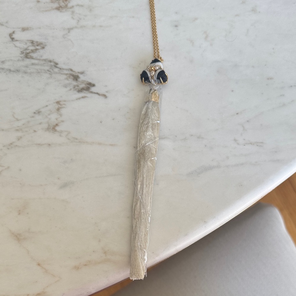 Lele Sadoughi Striped Orchid Tassel Necklace Onyx Marble One - Picture 3 of 3